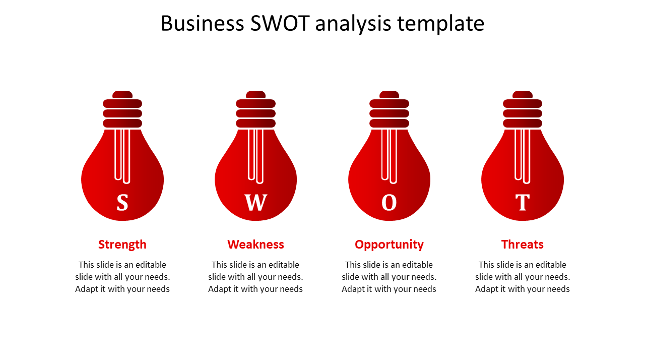 business swot analysis template-red